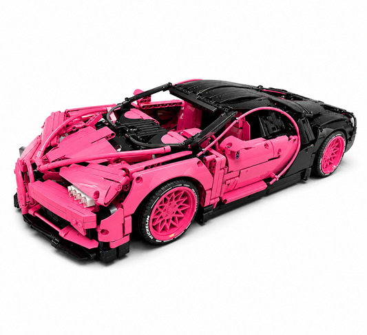 Bugatti Chiron Black Pink Contrast Custom Livery 3728PCS Finished Building Blocks
