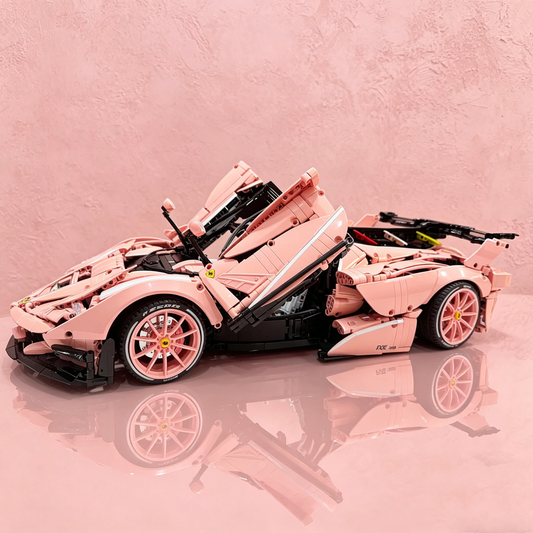 Ferrari FXX-K Evo Cherry Blossom Pink Livery 3380PCS 1:8 Scale Supercar Finished Building Blocks