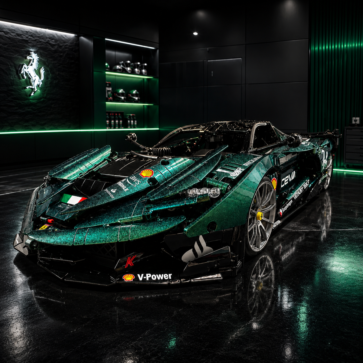 Ferrari FXX-K Evo Chameleon Metal Green Custom Edition 3820PCS Finished Building Blocks