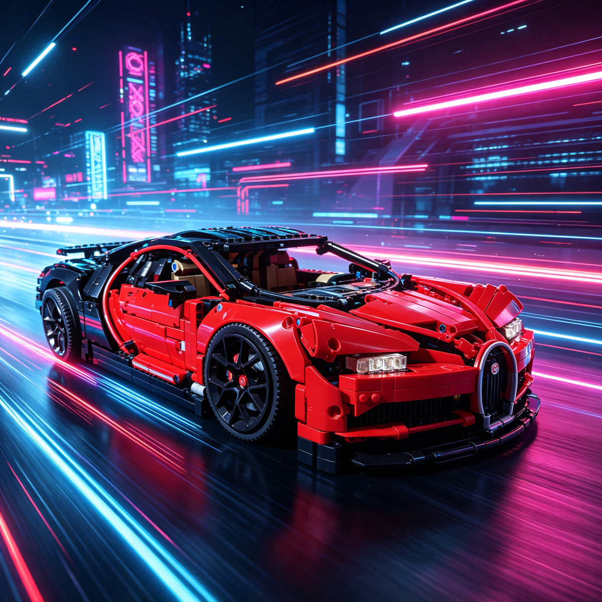 Bugatti Chiron Blue-Black Custom Color Edition 1:8 Finished Building Block Car 3599PCS