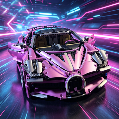 Bugatti Chiron Purple-Black Custom Color Edition 1:8 Finished Building Block Car 3599PCS