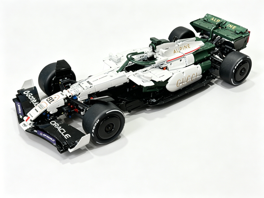 1：8 Scale Alpine F1 Gucci Co Branded Formula 1 Race Car Technic Building Block Model Finished Building Blocks