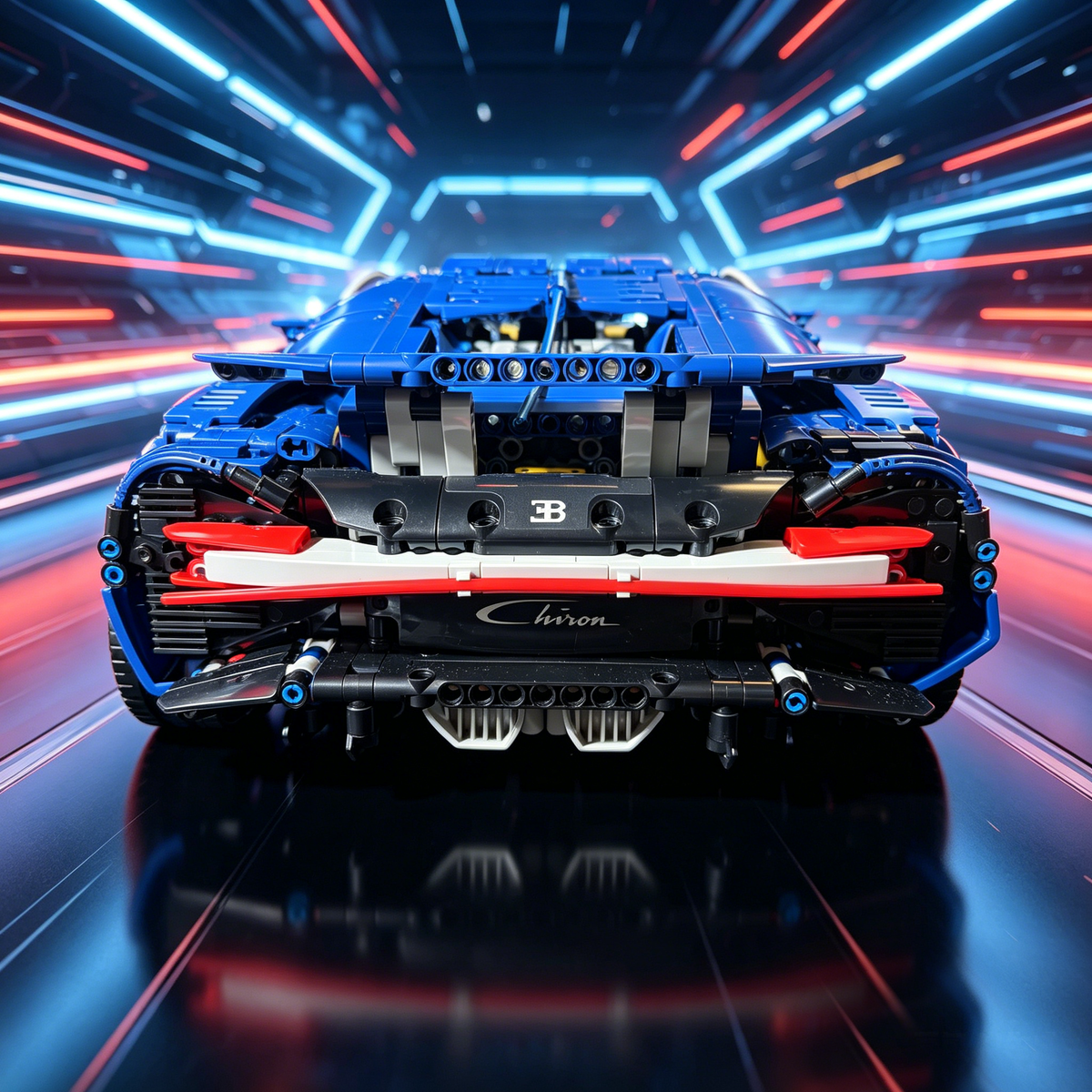 Bugatti Chiron Blue-Black Custom Color Edition 1:8 Finished Building Block Car 3599PCS