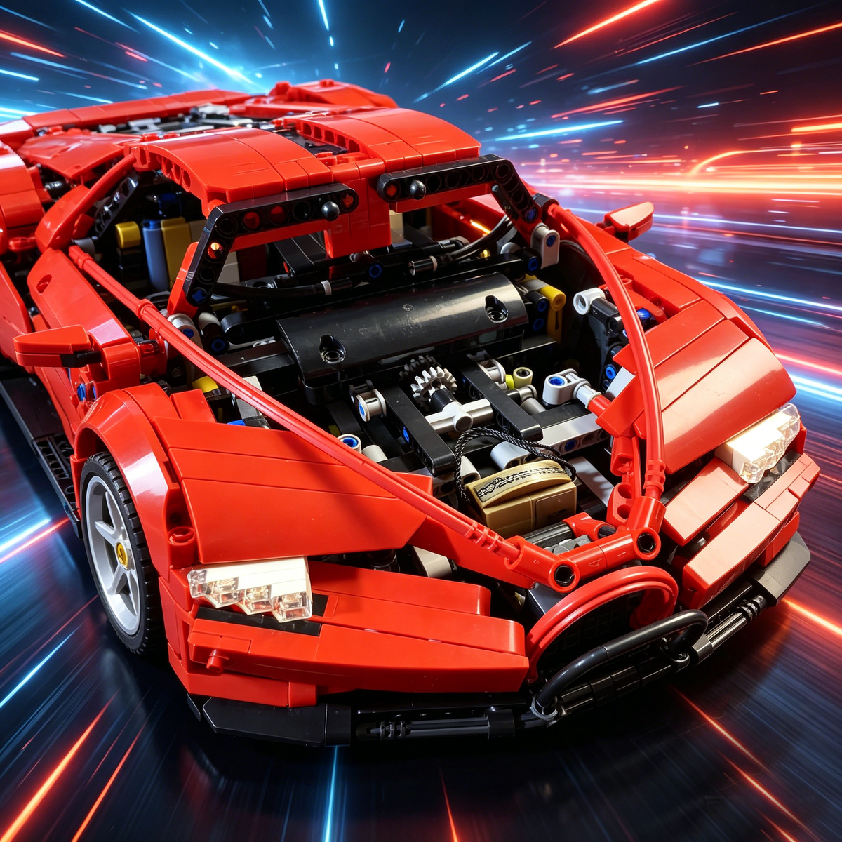 Bugatti Chiron Red-Black Custom Color Edition 1:8 Finished Building Block Car 3599PCS