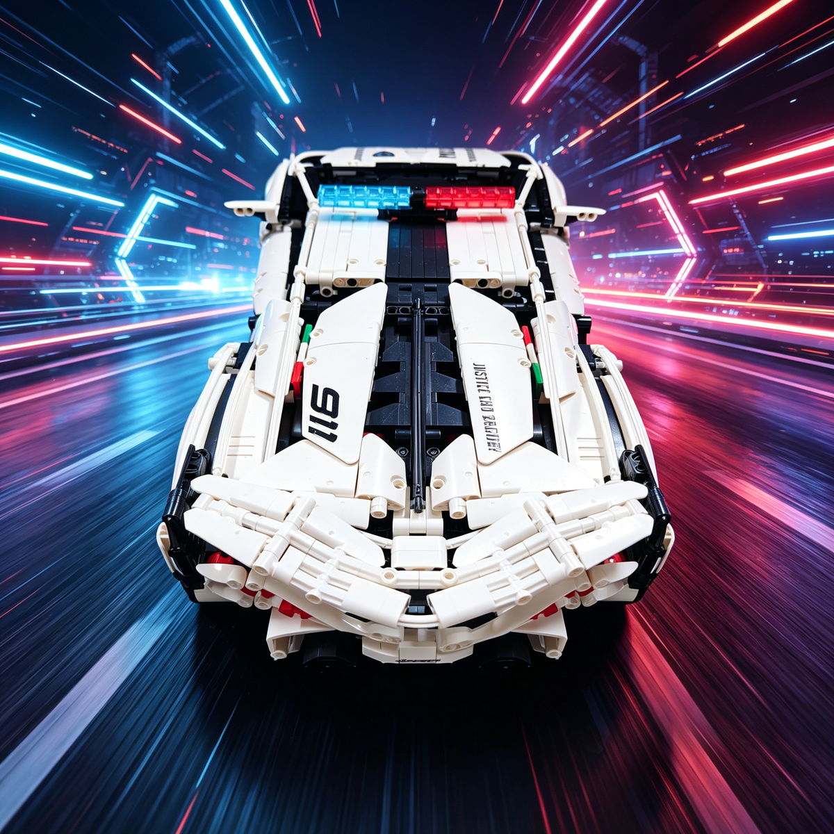 Lamborghini Aventador SVJ Police Custom Edition 1:8 Finished Building Block Car 3680PCS
