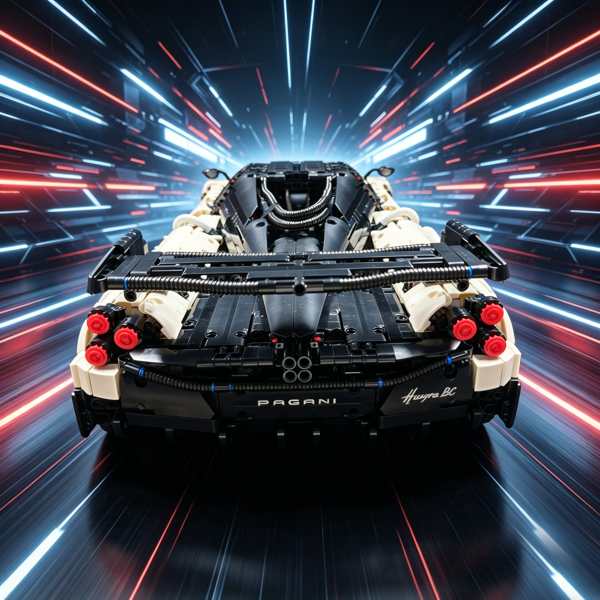 Pagani Huayra BC White-Black Contrasting Livery 1:8 Finished Building Block Car 3280PCS