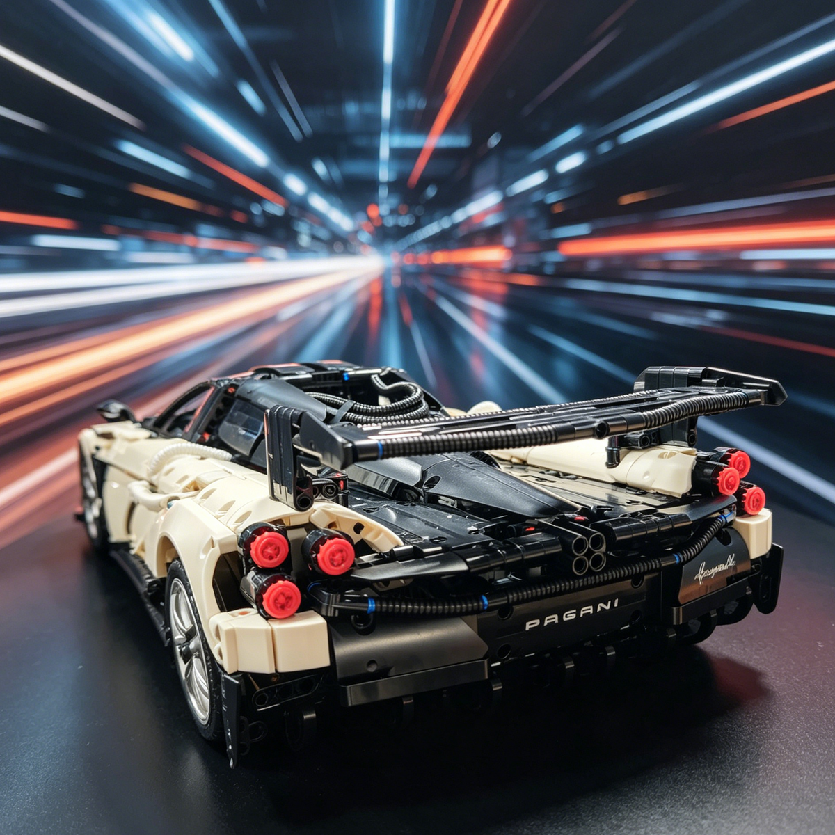Pagani Huayra BC White-Black Contrasting Livery 1:8 Finished Building Block Car 3280PCS