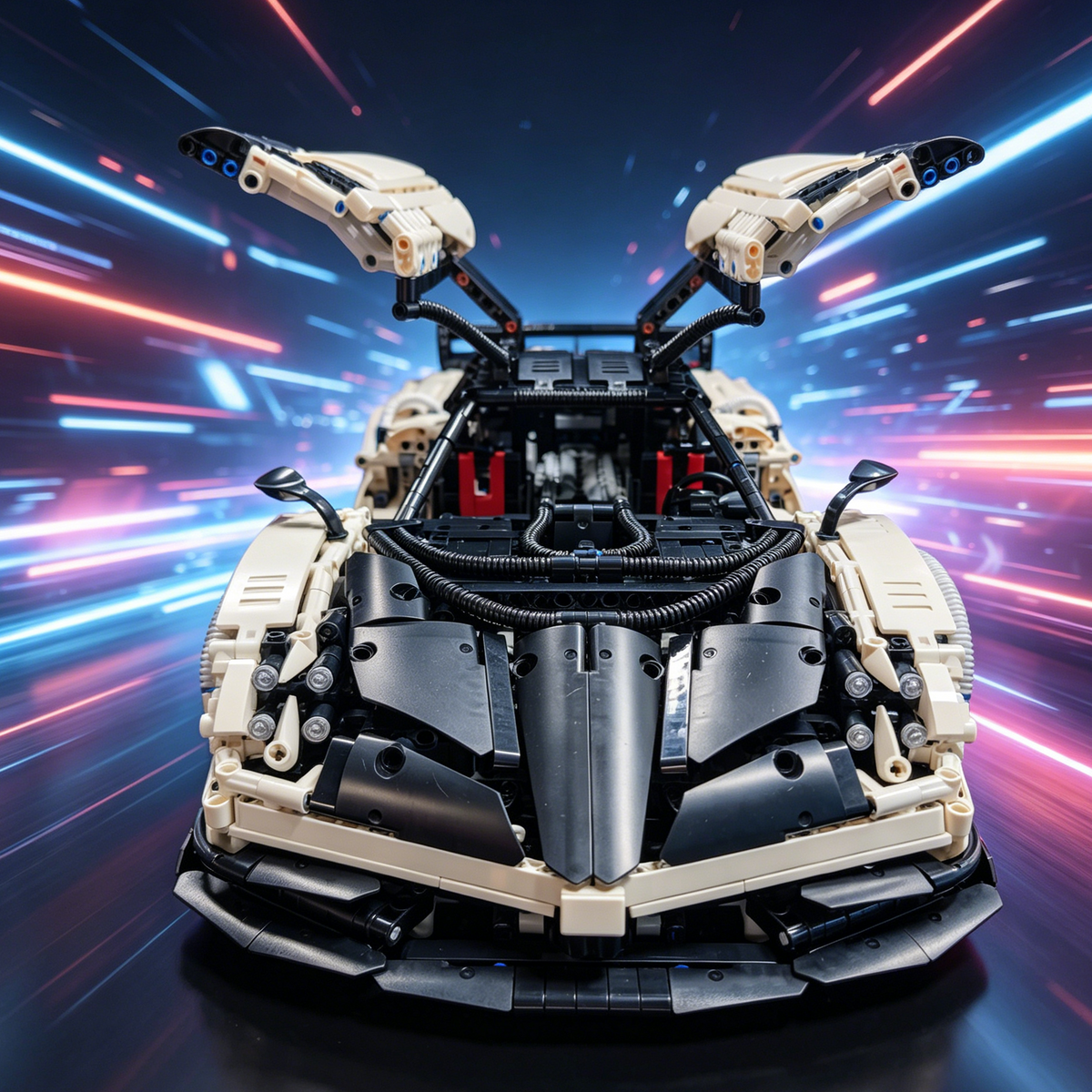 Pagani Huayra BC White-Black Contrasting Livery 1:8 Finished Building Block Car 3280PCS