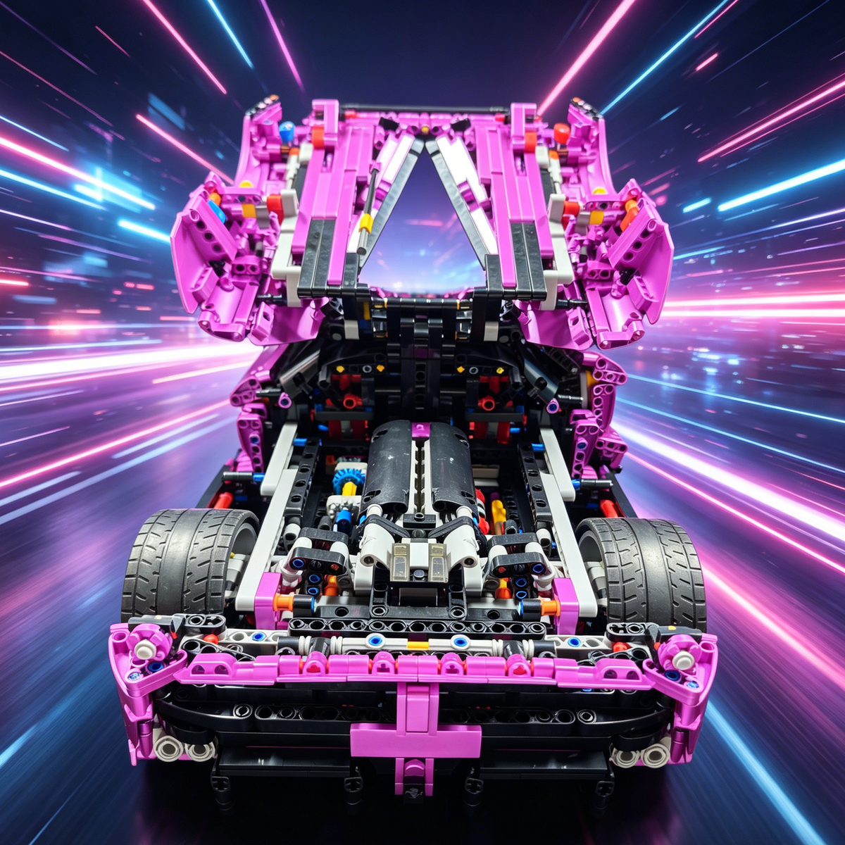 Ferrari LaFerrari Electroplated Purple Custom Color Edition 1:8 Finished Building Block Car 3840PCS