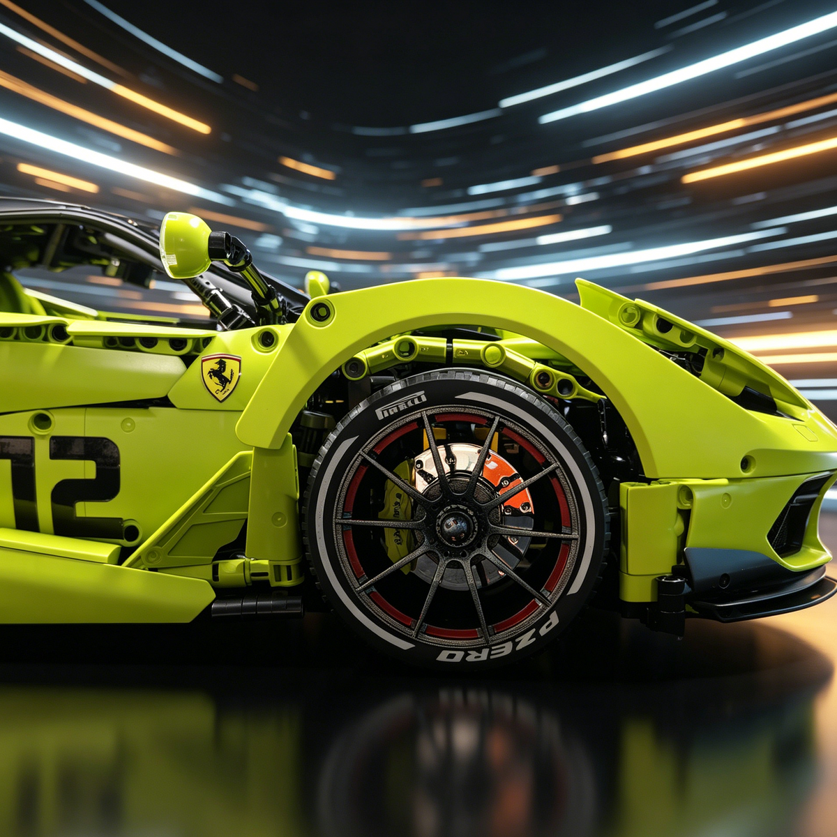Ferrari FXX-K Evo Fluorescent Green Livery Edition 1:8 Finished Building Block Car 3380PCS