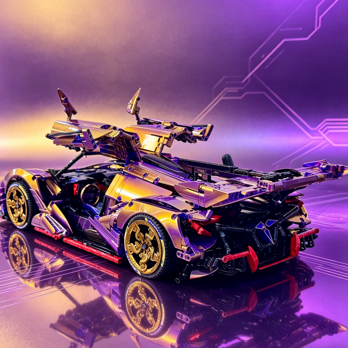 Apollo Intensa Emozione 1 8 Scale Model Car Chameleon Purple Gold Finished Building Blocks
