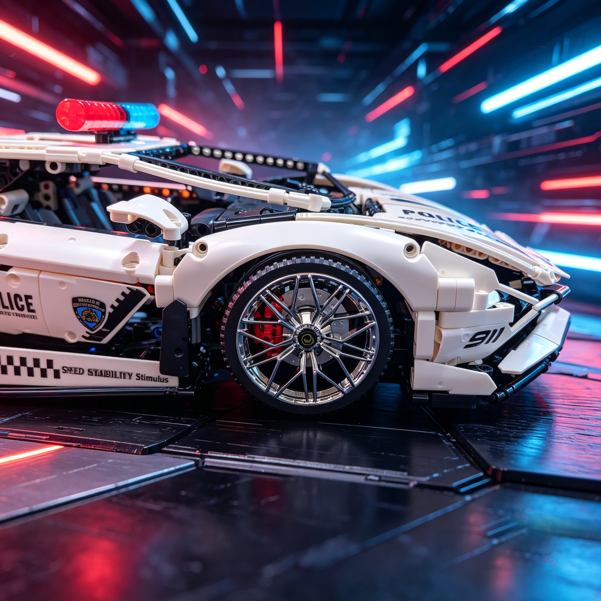 Lamborghini Aventador SVJ Police Custom Edition 1:8 Finished Building Block Car 3680PCS