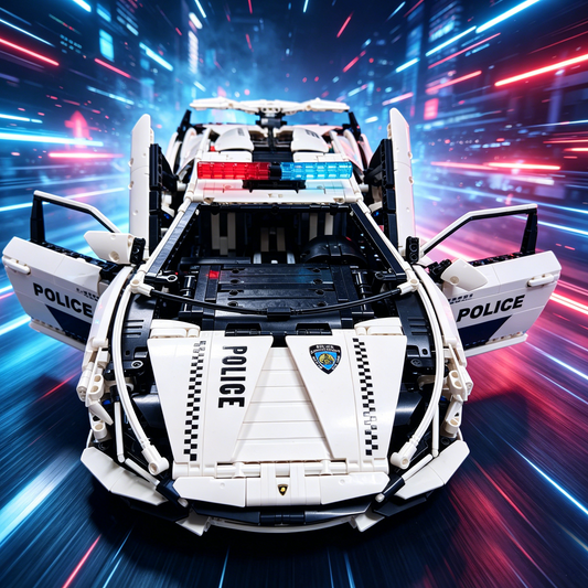 Lamborghini Aventador SVJ Police Custom Edition 1:8 Finished Building Block Car 3680PCS