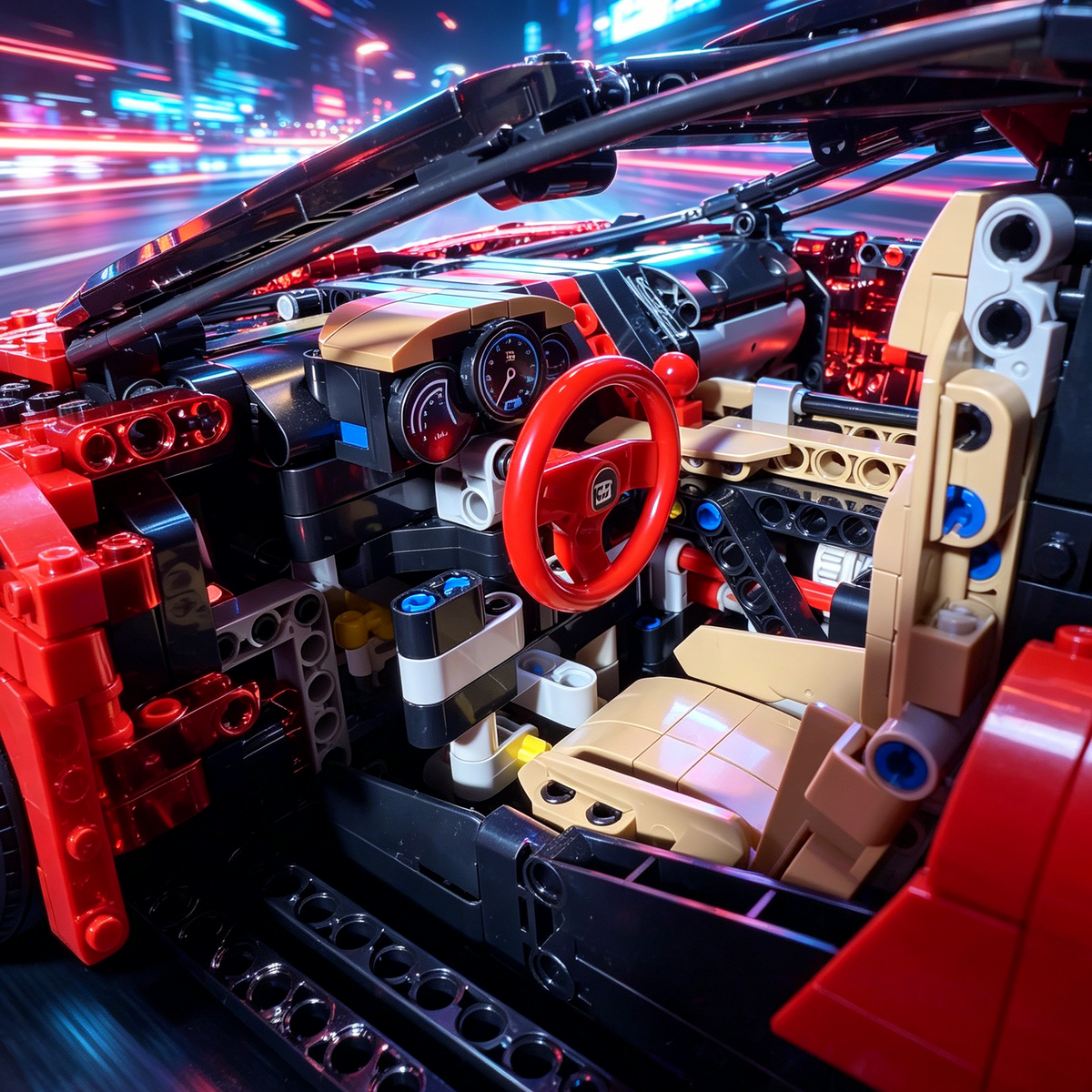 Bugatti Chiron Blue-Black Custom Color Edition 1:8 Finished Building Block Car 3599PCS