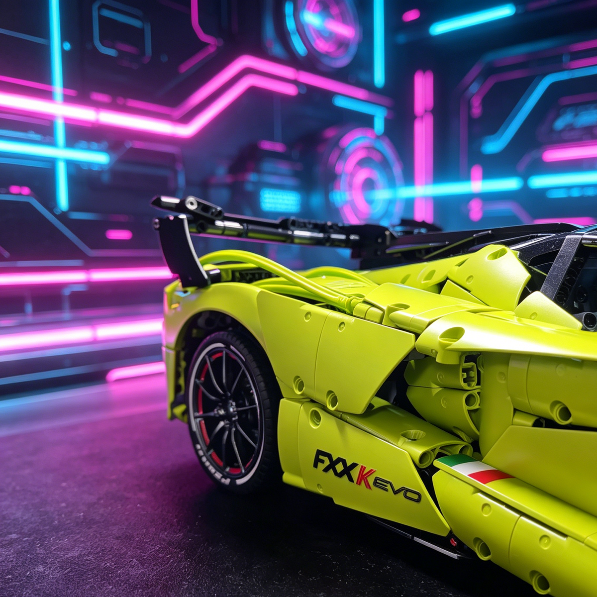 Ferrari FXX-K Evo Fluorescent Green Livery Edition 1:8 Finished Building Block Car 3380PCS