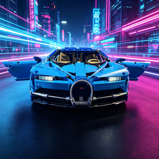 Bugatti Chiron Blue-Black Custom Color Edition 1:8 Finished Building Block Car 3599PCS
