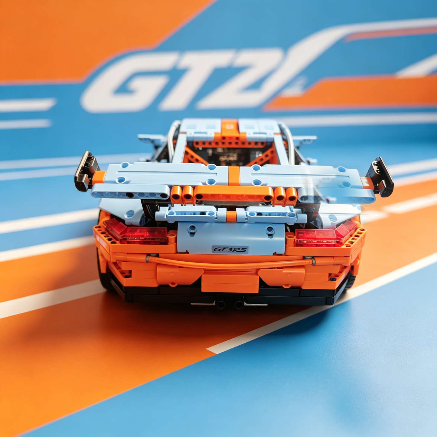 Porsche 911 GT3 RS Gulf Livery 1:8 Finished Building Block Car 2704PCS
