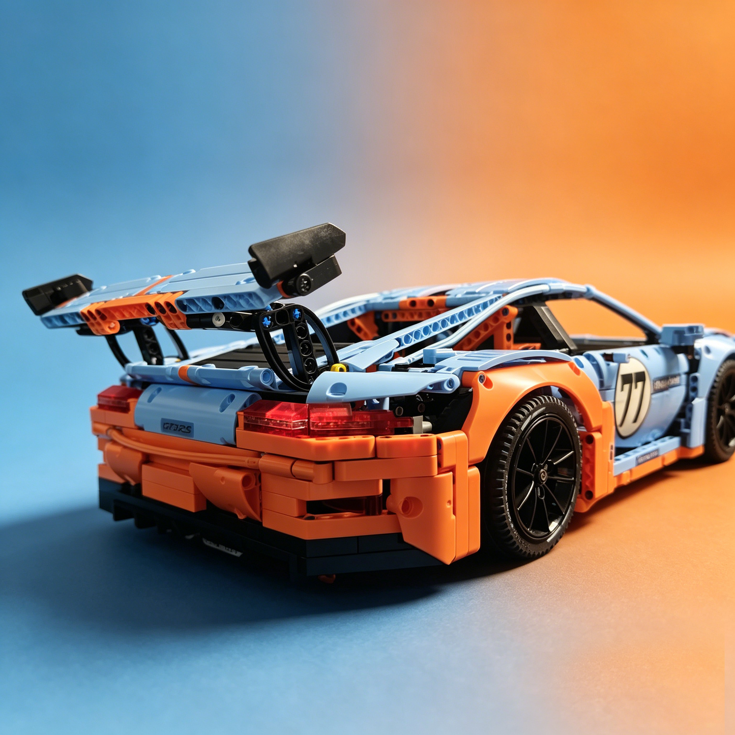 Porsche 911 GT3 RS Gulf Livery 1:8 Finished Building Block Car 2704PCS