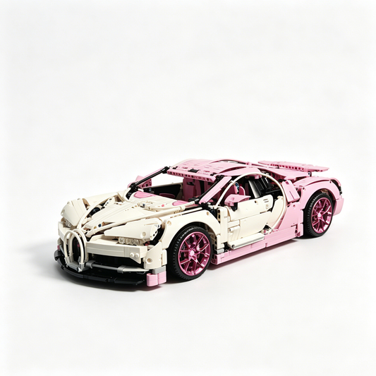 Bugatti Chiron White-Pink Custom Color Edition 1:8 Finished Building Block Car 3599PCS