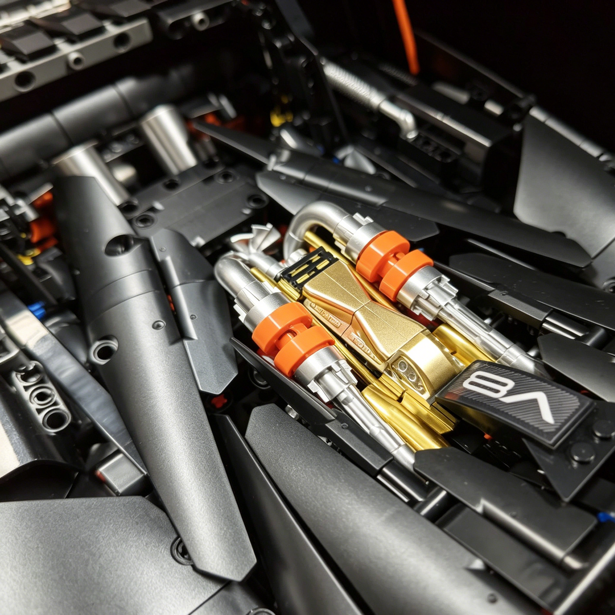 McLaren Senna Black-Orange “Black Warrior” Custom Edition 1:8 Finished Building Block Car 3290PCS