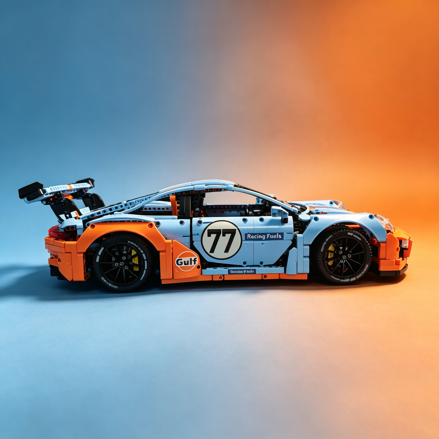 Porsche 911 GT3 RS Gulf Livery 1:8 Finished Building Block Car 2704PCS
