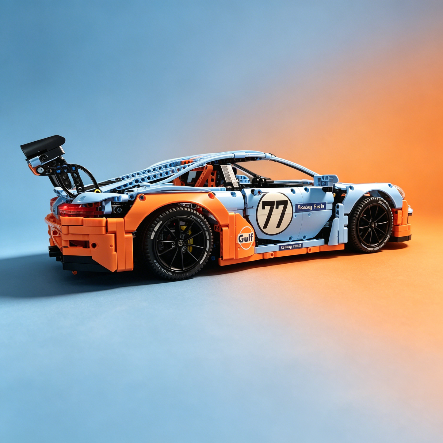 Porsche 911 GT3 RS Gulf Livery 1:8 Finished Building Block Car 2704PCS