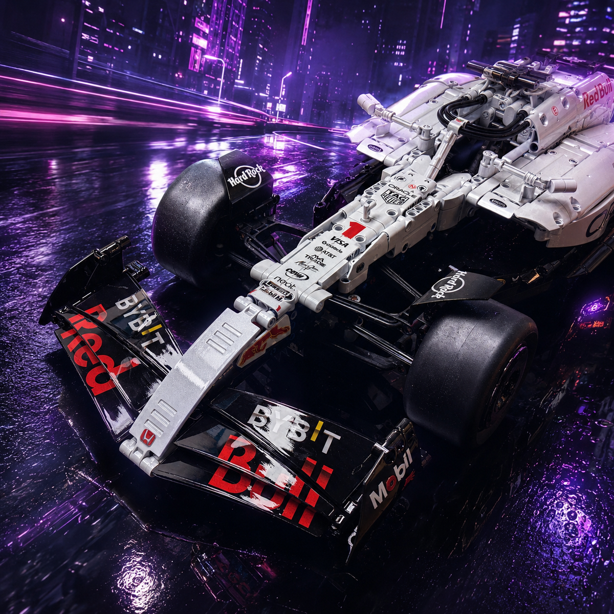 Red Bull Racing RB20 2024 Verstappen White Custom Livery 1:8 Finished Building Block F1 Car Approx. 1900 PCS
