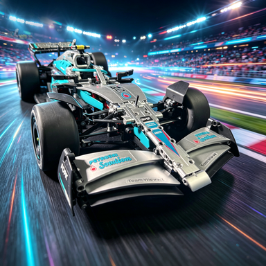Mercedes-AMG Petronas F1 W15 2024 Hamilton & Russell 1:8 Finished Building Block Car 1790+PCS