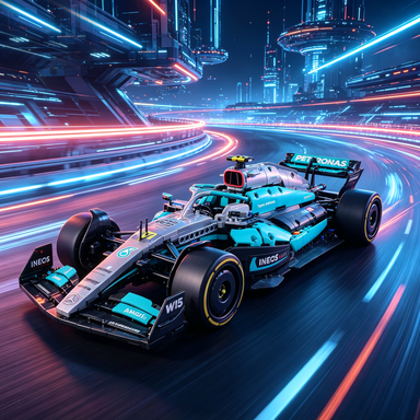 Mercedes-AMG Petronas F1 W15 2024 Hamilton & Russell 1:8 Finished Building Block Car 1790+PCS