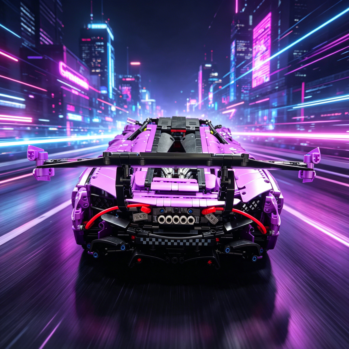 McLaren P1 Electroplated Purple Custom Edition 1:8 Finished Building Block Car 3893PCS