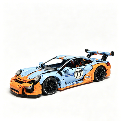 Porsche 911 GT3 RS Gulf Livery 1:8 Finished Building Block Car 2704PCS