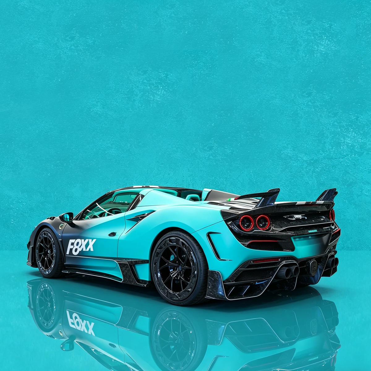 Ferrari SF90 Spider Tiffany Blue Black Contrast 3180PCS Finished Building Blocks
