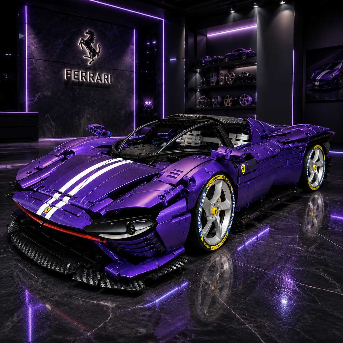 Ferrari Daytona SP3 Purple Custom Livery 3778PCS Finished Building Blocks