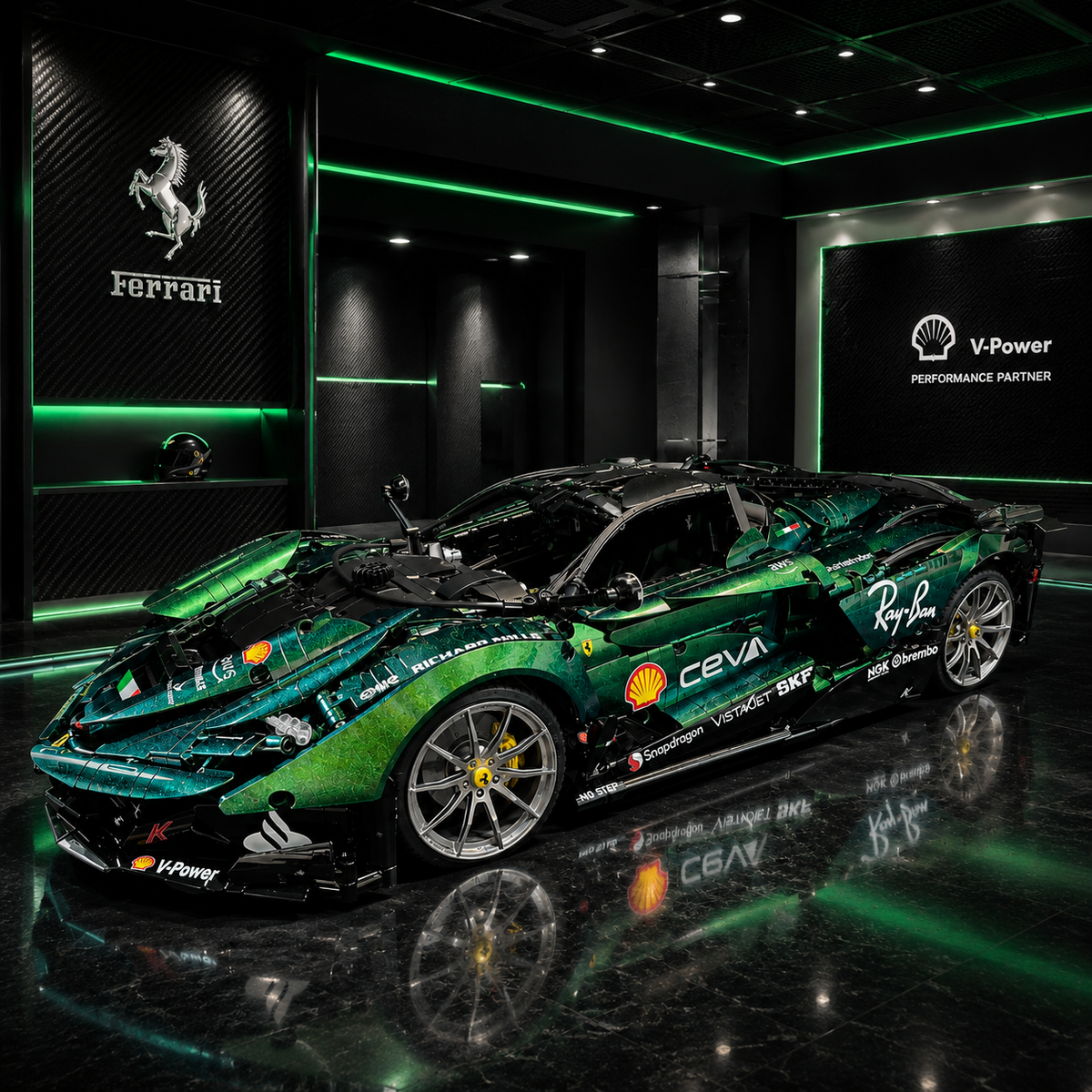 Ferrari FXX-K Evo Chameleon Metal Green Custom Edition 3820PCS Finished Building Blocks