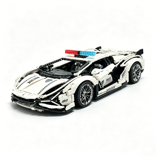 Lamborghini Aventador SVJ Police Custom Edition 1:8 Finished Building Block Car 3680PCS