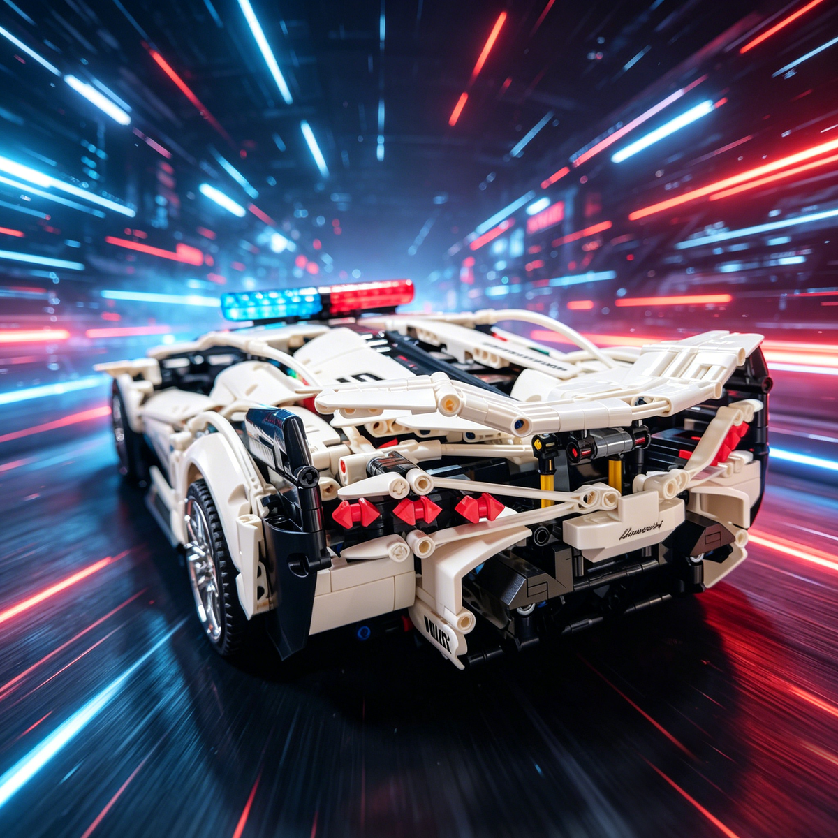 Lamborghini Aventador SVJ Police Custom Edition 1:8 Finished Building Block Car 3680PCS