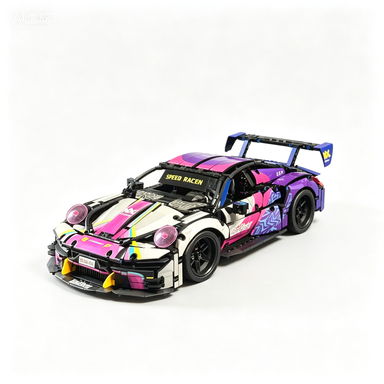 Porsche 911 GT3 Race Car Custom Purple-Pink Livery 1:8 Finished Building Block Car 2704PCS