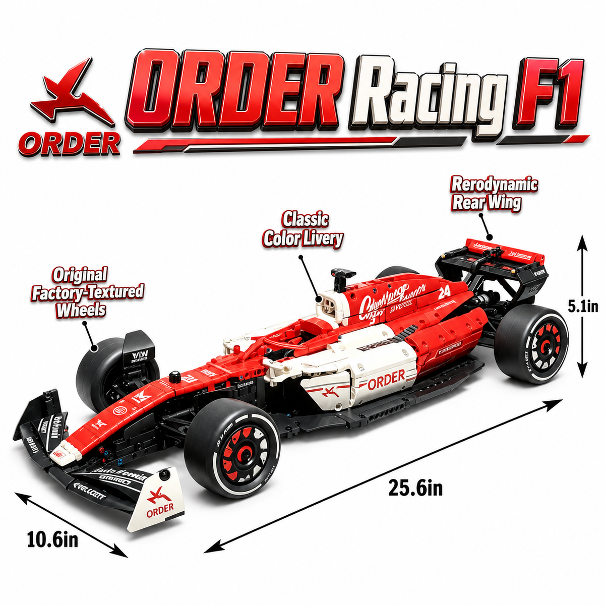 Alfa Romeo F1 Team ORLEN C42 2022 Bottas & Zhou 1:8 Finished Building Block Car 2100+PCS