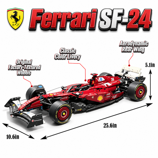 Ferrari F1 SF-24 2024 Leclerc & Sainz 1:8 Finished Building Block Car 1463PCS