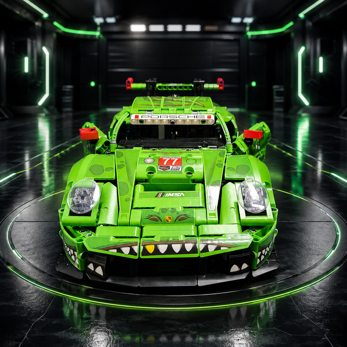 Porsche 911 RSR Dinosaur Livery 1:8 Scale Technical Building Blocks Sports Car Model