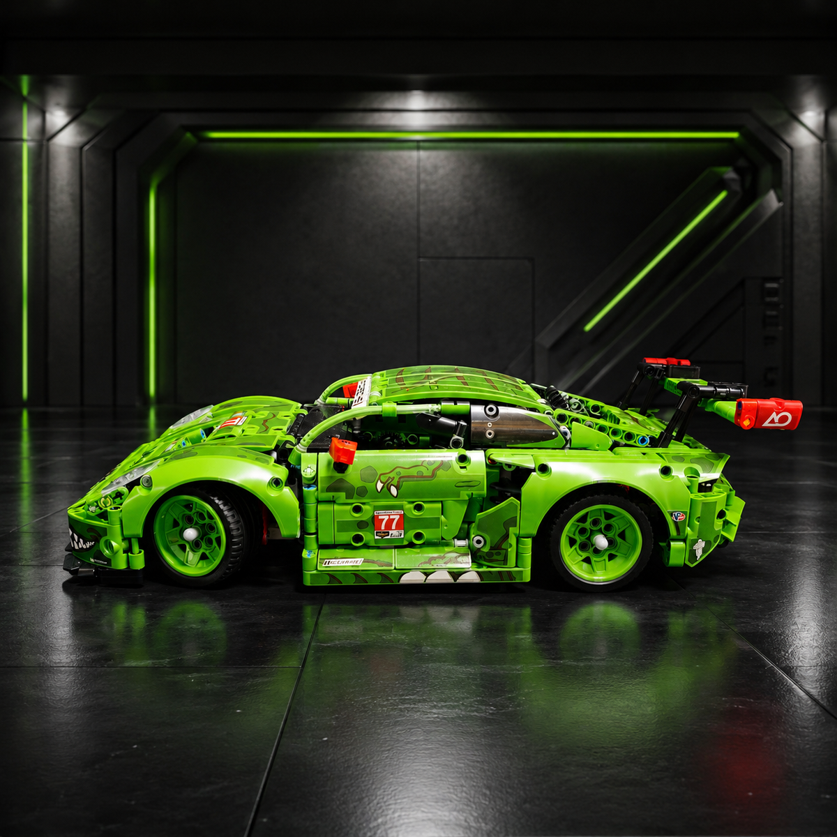 Porsche 911 RSR Dinosaur Livery 1:8 Scale Technical Building Blocks Sports Car Model