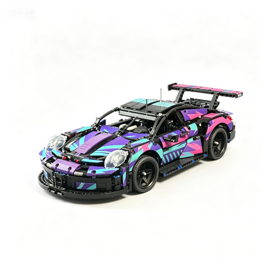 Porsche 911 GT3 Race Car Custom Purple-Blue Livery 1:8 Finished Building Block Car 2704PCS