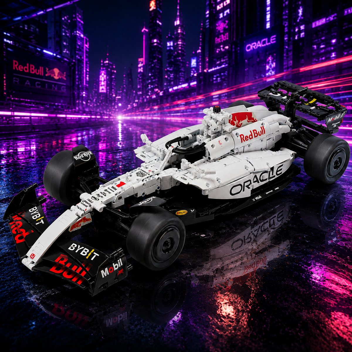Red Bull Racing RB20 2024 Verstappen White Custom Livery 1:8 Finished Building Block F1 Car Approx. 1900 PCS