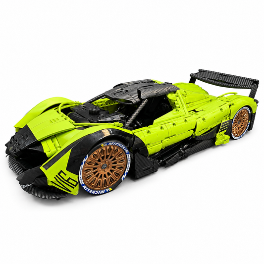 Pagani Huayra R Fluorescent Green & Carbon Black Finished Building Block Car