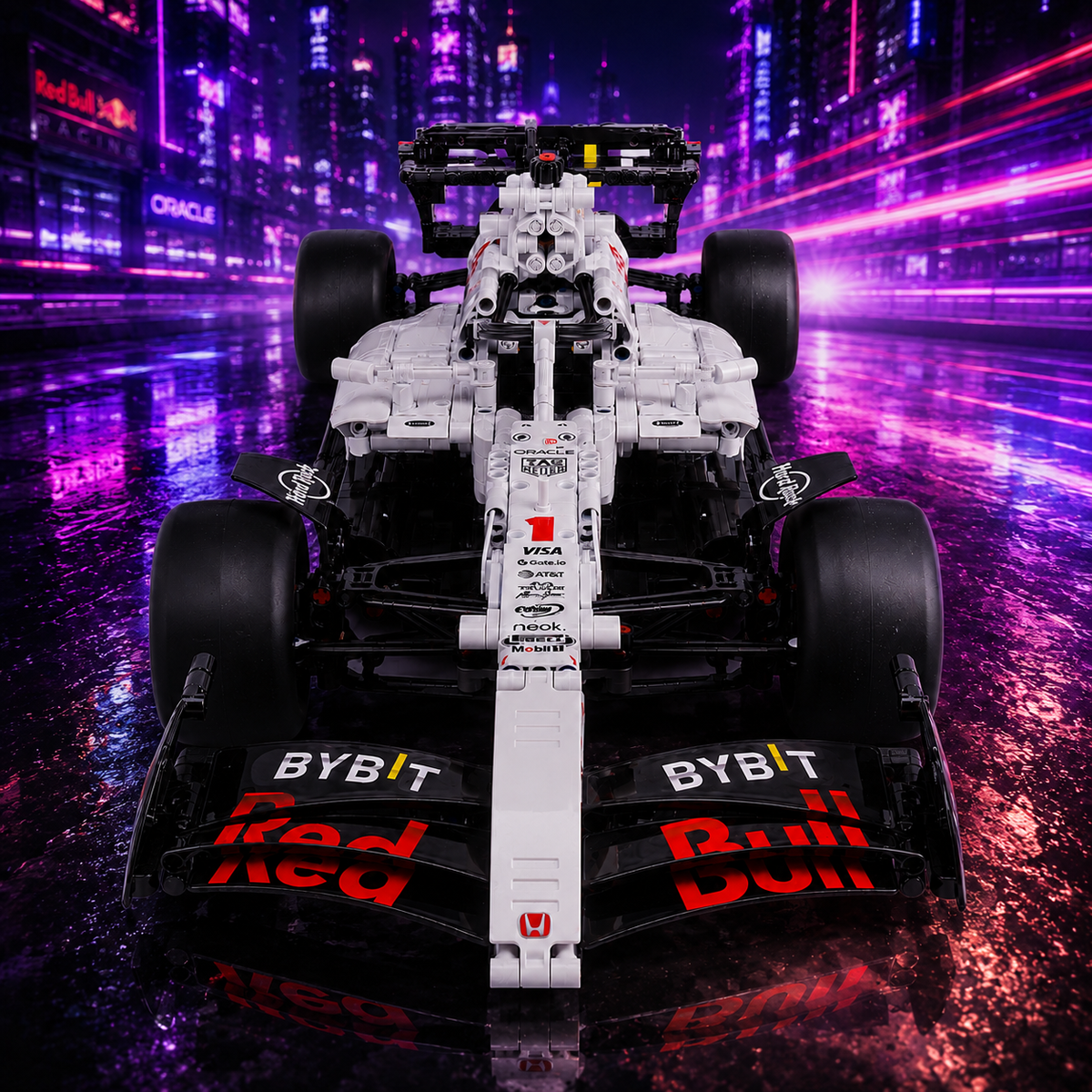Red Bull Racing RB20 2024 Verstappen White Custom Livery 1:8 Finished Building Block F1 Car Approx. 1900 PCS