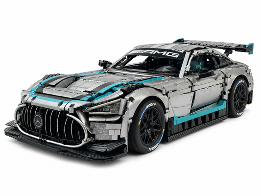 Mercedes-AMG GT3 Silver Teal Racing Livery 1:8 Finished Building Block Car Approx. 3200 PCS